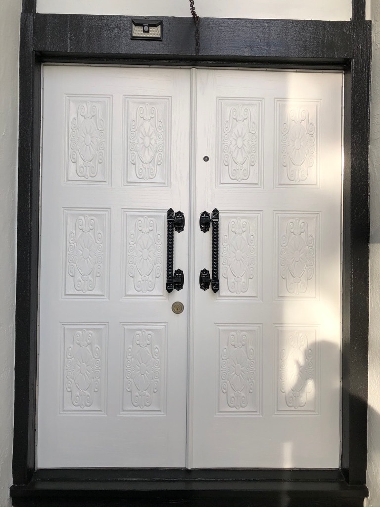 Black Trim & White Double Doors